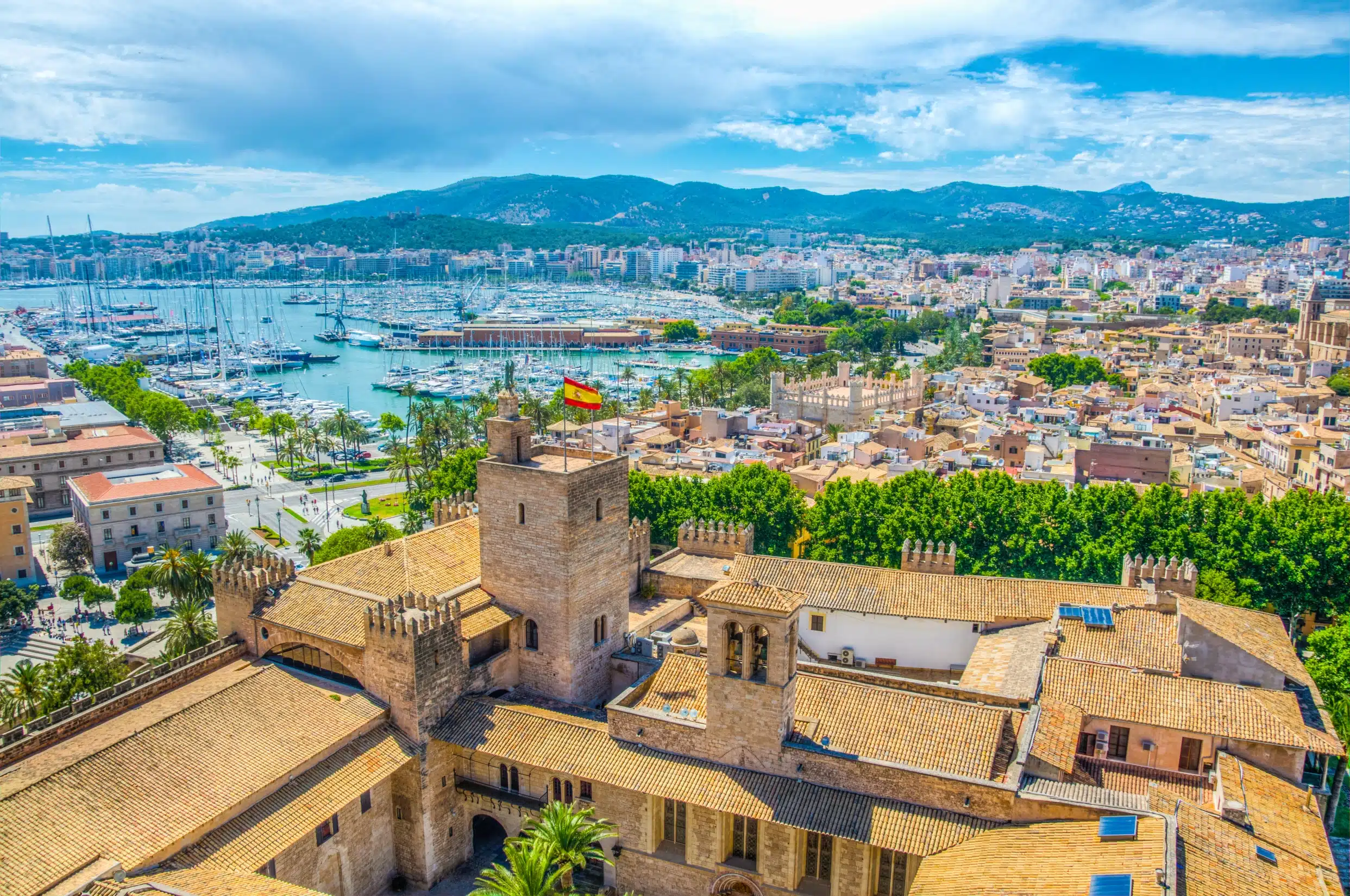 Aerial,View,Of,Palma,De,Mallorca,With,Almudaina,Palace,,Spain